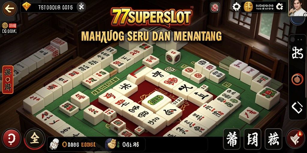 Gameplay menarik dari 77SUPERSLOT dengan ubin Mahjong yang berwarna-warni.
