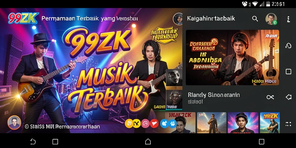 Tampilan gameplay 99ZK dengan berbagai pilihan lagu menarik.