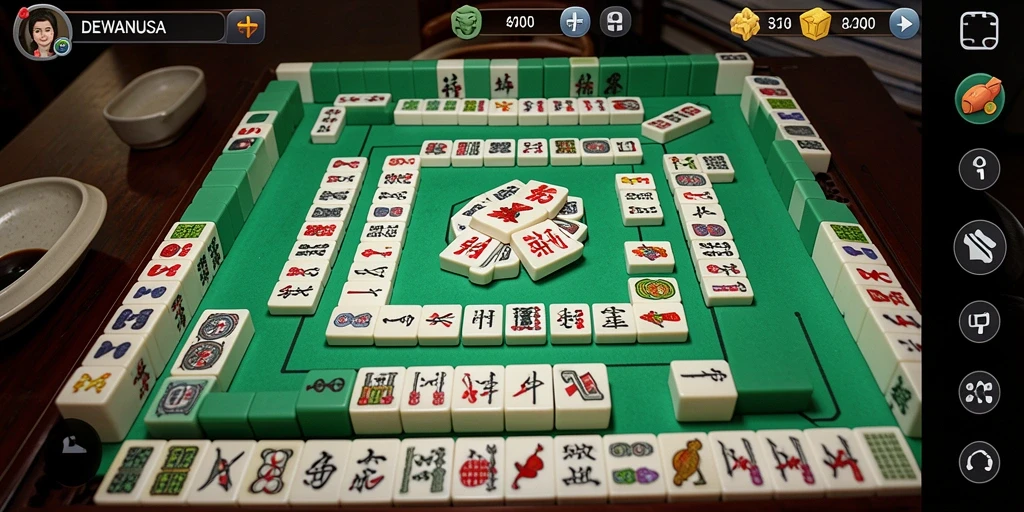 Tampilan gameplay DEWANUSA yang mendebarkan dengan tantangan Mahjong.