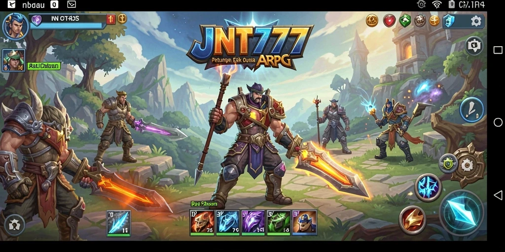Tampilan gameplay seru di JNT777 dengan pertarungan epik.