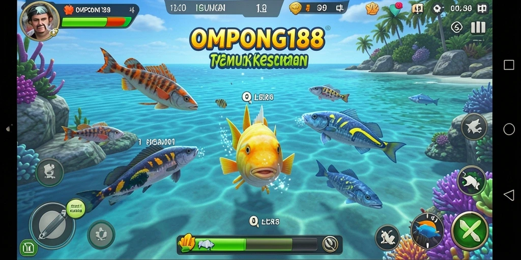 Tampilan gameplay OMPONG188 yang penuh aksi tembak ikan.