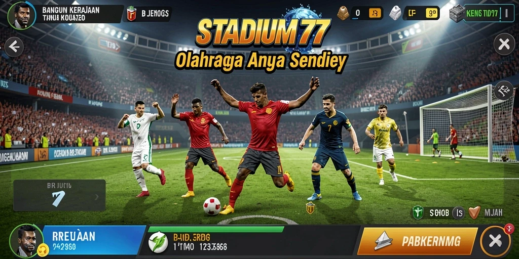 Tangkapan layar STADIUM77 menunjukkan aksi membangun stadion yang menegangkan.