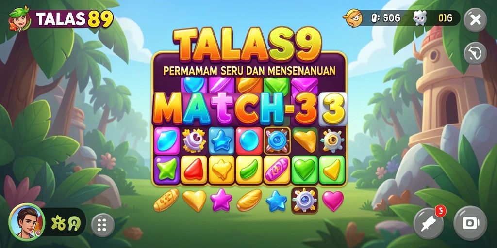Screenshot menunjukkan gameplay seru di TALAS89 dengan tantangan Match-3.